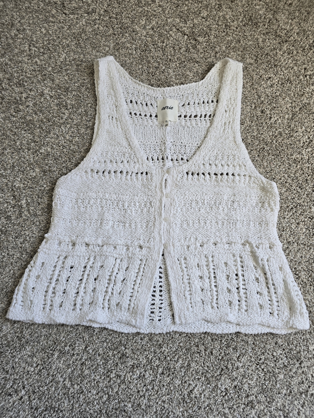 Aerie White Crochet Knit Tank Top NWOT
